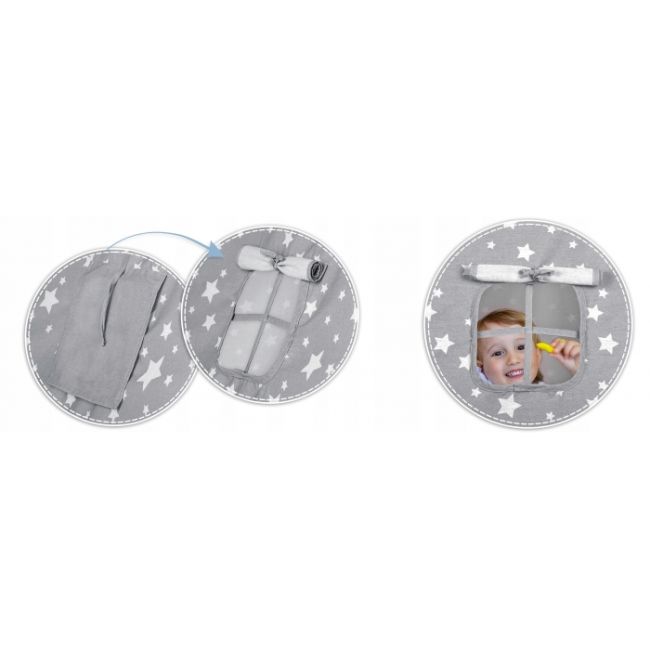 Cort de joaca pentru copii cu lumini si 2 pernite nukido 120 x 120 x 165 cm - gri cu stelute  edeedi740120