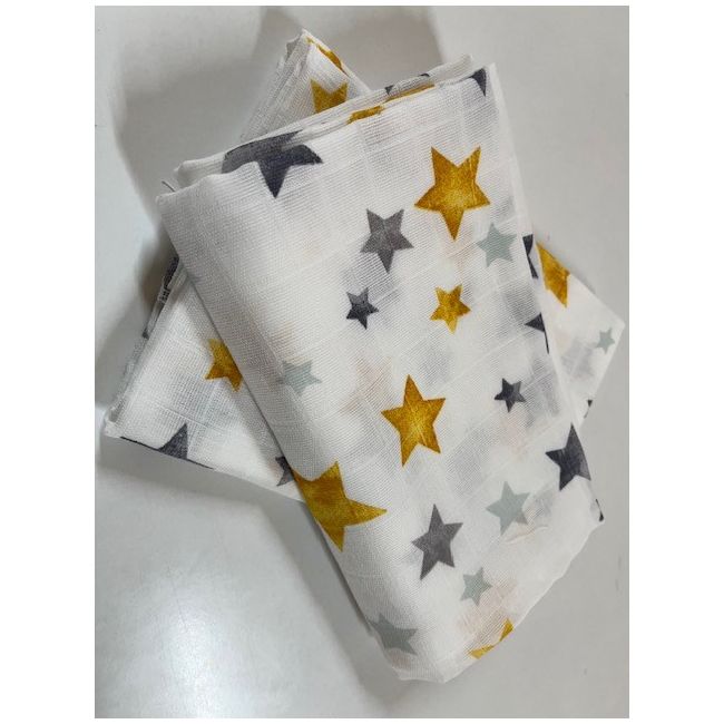 Cearceaf din muselina, 2buc./set, 120x160cm, star yellow Kreis