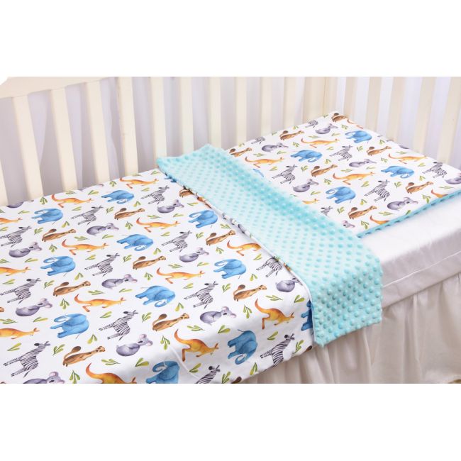 Lenjerie 3 piese patut 120x60 cm model animalute si plus bleu PFCPF7483-5471