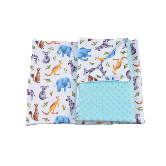 Lenjerie 3 piese patut 120x60 cm model animalute si plus bleu PFCPF7483-5471