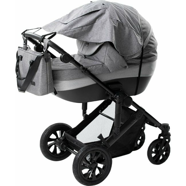 Parasolar cu laterale pentru landou si carucior, Copertina protectie UPF 50+ cu fereastra, Usor reglabil, Rezistent la apa, FreeON, Gri BYN47122