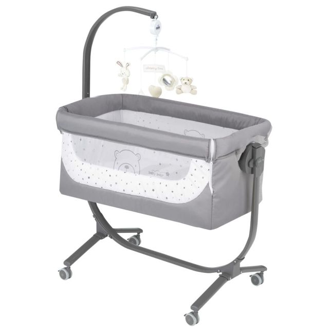 Patut Cu Leganare, Cullami, Co-sleeper 2 In 1, Cu Laterala Culisanta, Cu Setare Unghiulara, Cu Roti, Reglabil In 8 Pozitii Pe Inaltime, Gri Deschis Pjb4407316