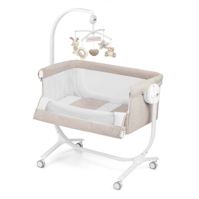 Patut Cu Leganare, Cullami, Co-sleeper 2 In 1, Cu Laterala Culisanta, Cu Setare Unghiulara, Cu Roti, Reglabil In 8 Pozitii Pe Inaltime, Gri Deschis Pjb4407316