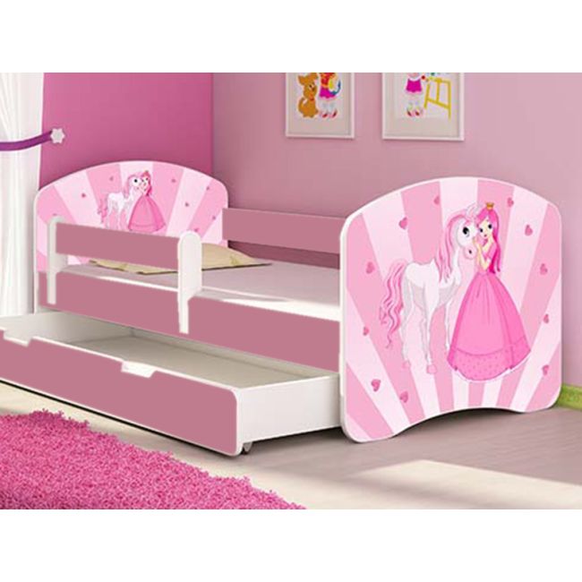 Patut copii 2-8 ani Tineret MyKids Poney-Princess cu sertar si saltea 140x70 - 00009293X - Resigilat