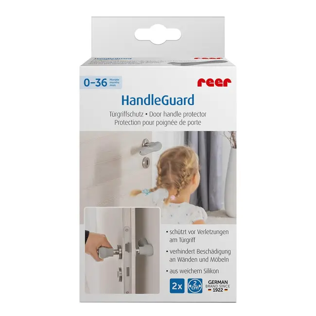 Set 4 protectii clanta usa, din silicon, acoperire completa, Reer HandleGuard 70091