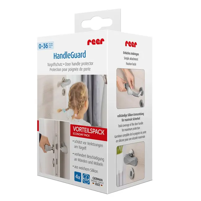 Set 4 protectii clanta usa, din silicon, acoperire completa, Reer HandleGuard 70091
