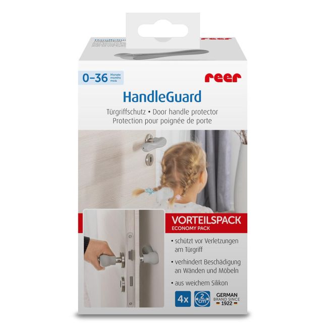 Set 4 protectii clanta usa, din silicon, acoperire completa, Reer HandleGuard 70091