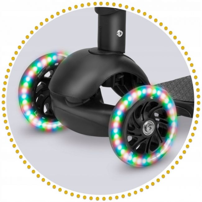 Trotineta 3 in 1 cu roti cu led ricokids cubi 765500 - negru - portocaliu edeedi765500