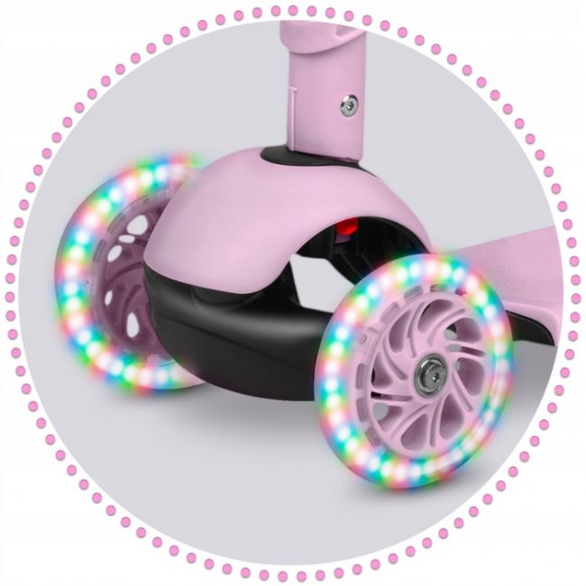 Trotineta 3 in 1 cu roti cu led ricokids cubi 765501 - roz edeedi765501