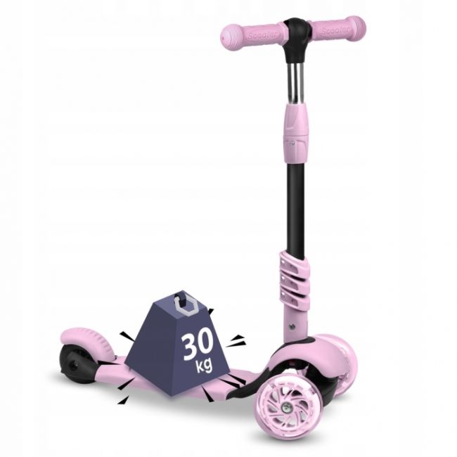 Trotineta 3 in 1 cu roti cu led ricokids cubi 765501 - roz edeedi765501