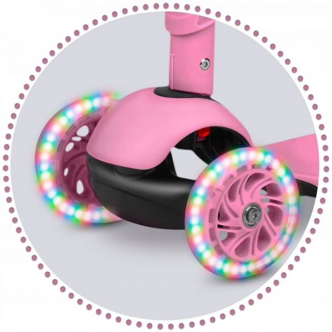 Trotineta 3 in 1 cu roti cu led ricokids todi 765400 - roz edeedi765400