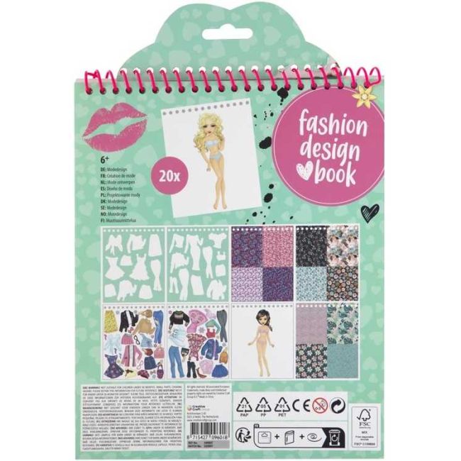 Carte de colorat Fashion Design Book cu autocolante si sabloane incluse Besties Grafix GR140007 BBJGR140007_Albastru