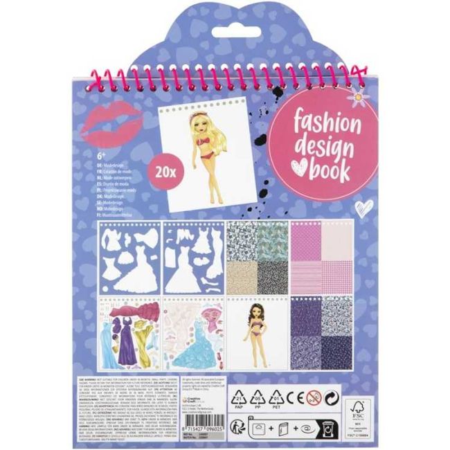 Carte de colorat Fashion Design Book cu autocolante si sabloane incluse Besties Grafix GR140007 BBJGR140007_Mov