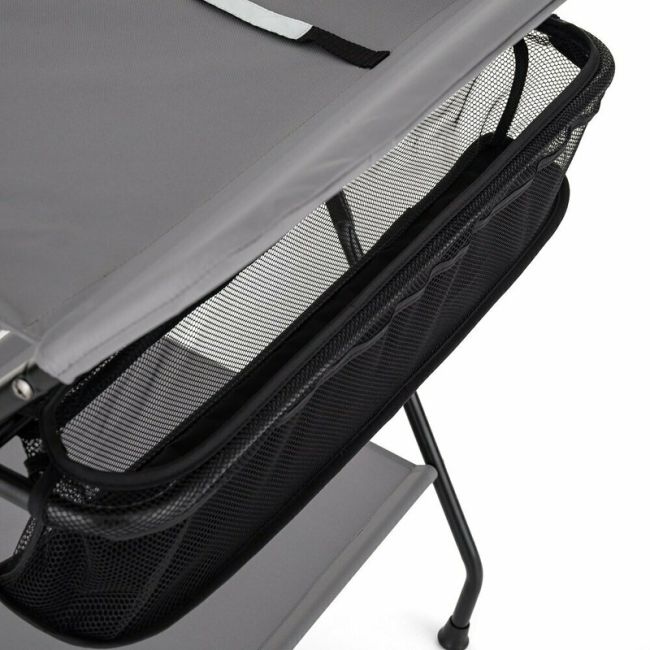 Feedo - Masuta multifunctionala pentru infasat si schimbat scutece, Pliabila, Cu raft pentru depozitare si compartiment lateral, Realizata din fier, panza si in, 80.5 x 67 x 102.5 cm, Gri BYN202206