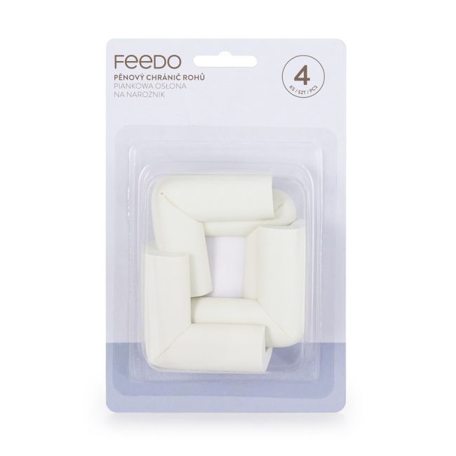 Feedo - Set protectii pentru colturi ascutite, Absorbtie a socurilor, Din spuma, Cu adeziv, 5 x 5 x 2 cm, 4 bucati, Alb BYN243202
