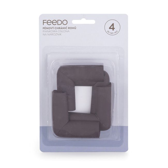 Feedo - Set protectii pentru colturi ascutite, Absorbtie a socurilor, Din spuma, Cu adeziv, 5 x 5 x 2 cm, 4 bucati, Maro BYN243204