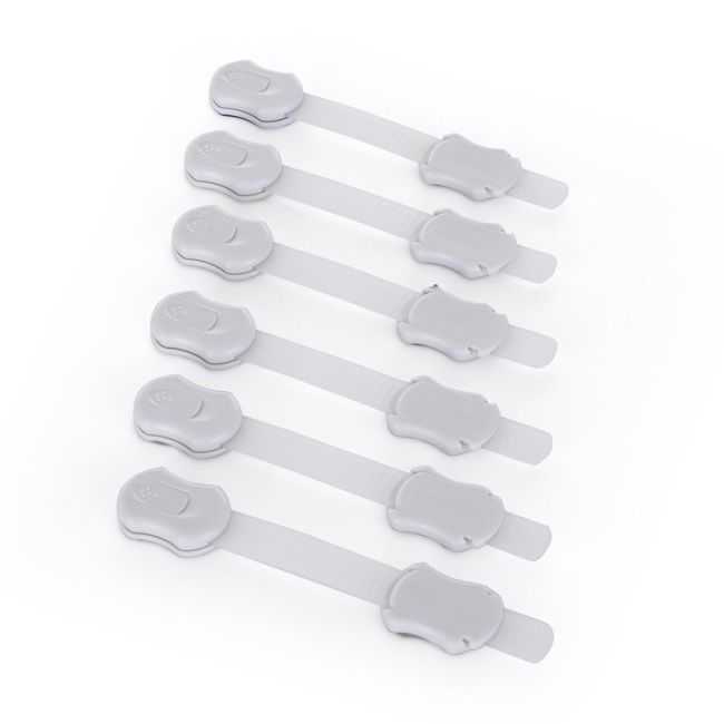 Feedo - Set sisteme de siguranta pentru mobilier, Universale, Cu lungime reglabila, 19 x 3.4 cm, Distanta 2-11 cm, 6 bucati, Alb BYN240202
