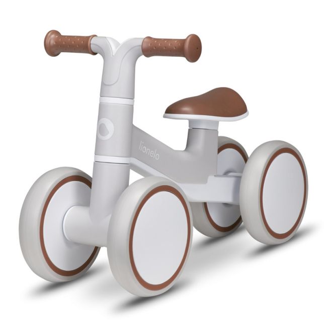 Lionelo - Bicicleta fara pedale Villy, Cu 4 roti, Din spuma EVA si TPR, Stabila, Manere moi, antiderapante, 12- 36 luni, Sustine pana la 30 kg, Certificata EN 71-1:2014, EN 71-2:2011, EN 71-3:2019, Bej BYNLOE-VILLY_ BEIGE_LATTE