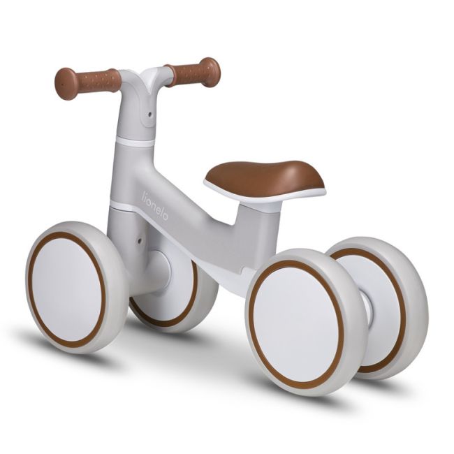 Lionelo - Bicicleta fara pedale Villy, Cu 4 roti, Din spuma EVA si TPR, Stabila, Manere moi, antiderapante, 12- 36 luni, Sustine pana la 30 kg, Certificata EN 71-1:2014, EN 71-2:2011, EN 71-3:2019, Bej BYNLOE-VILLY_ BEIGE_LATTE