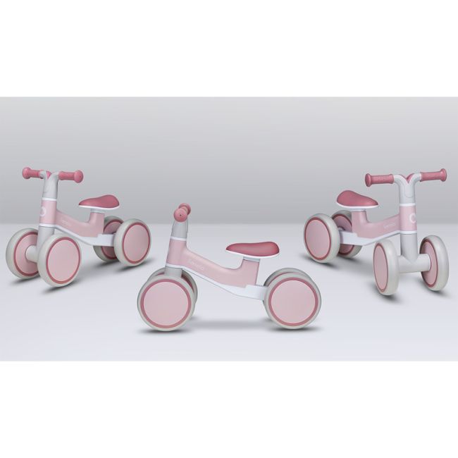 Lionelo - Bicicleta fara pedale Villy, Cu 4 roti, Din spuma EVA si TPR, Stabila, Manere moi, antiderapante, 12- 36 luni, Sustine pana la 30 kg, Certificata EN 71-1:2014, EN 71-2:2011, EN 71-3:2019, Roz BYNLOE-VILLY_ PINK_ROSE