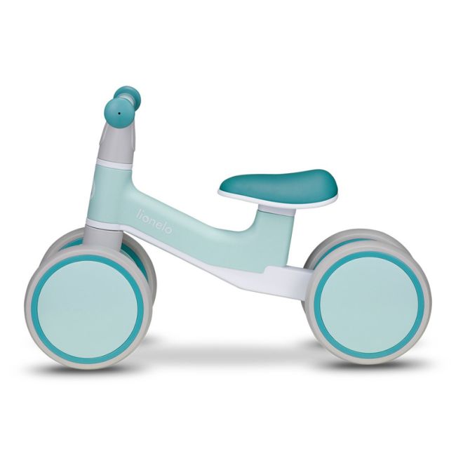 Lionelo - Bicicleta fara pedale Villy, Cu 4 roti, Din spuma EVA si TPR, Stabila, Manere moi, antiderapante, 12- 36 luni, Sustine pana la 30 kg, Certificata EN 71-1:2014, EN 71-2:2011, EN 71-3:2019, Verde turcoaz BYNLOE-VILLY_ GREEN_TURCOISE