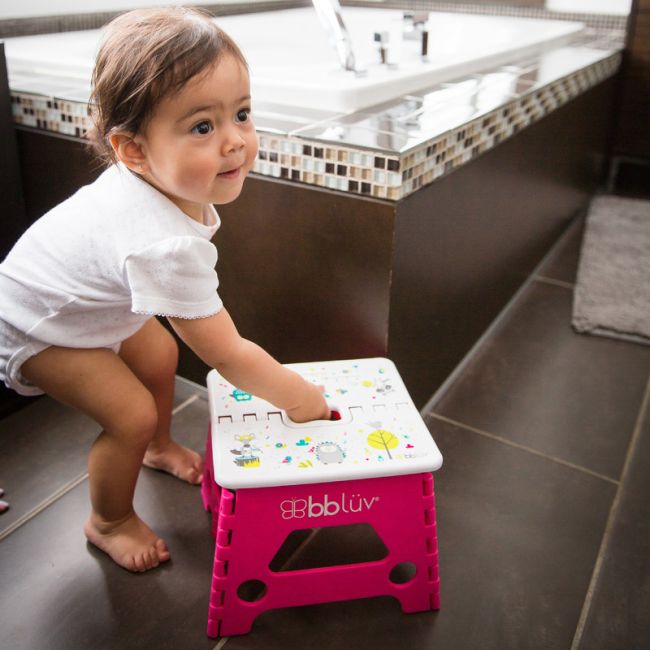 Inaltator de baie pliabil, Step, Practic si usor de transportat, Rezistent pana la 113 Kg, Bbluv, Pink BYNBBL-B0114-P
