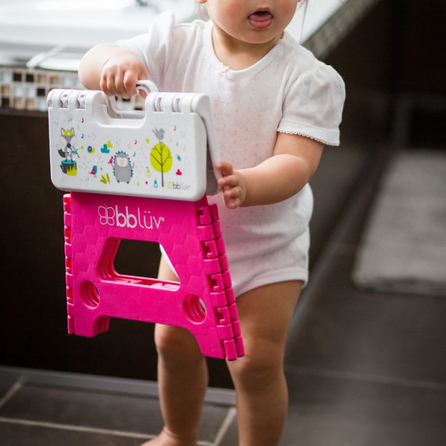 Inaltator de baie pliabil, Step, Practic si usor de transportat, Rezistent pana la 113 Kg, Bbluv, Pink BYNBBL-B0114-P