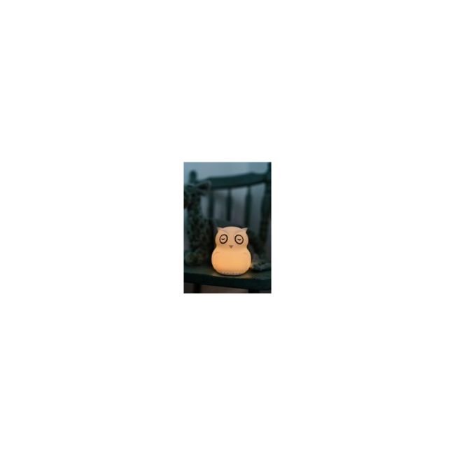 Lampa de veghe Bufnita, Hibu, Functionare pana la 10 ore, Cu telecomanda si cablu USB, Cu 9 culori diferite activate prin control Touch, Bbluv, White BYNBBL-B0154