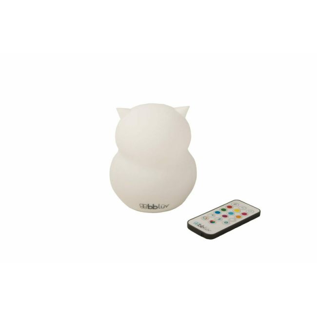 Lampa de veghe Bufnita, Hibu, Functionare pana la 10 ore, Cu telecomanda si cablu USB, Cu 9 culori diferite activate prin control Touch, Bbluv, White BYNBBL-B0154