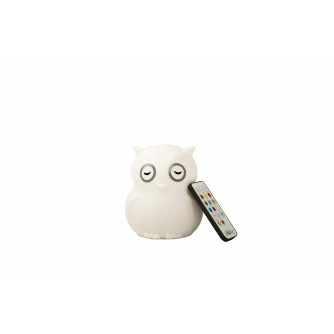 Lampa de veghe Bufnita, Hibu, Functionare pana la 10 ore, Cu telecomanda si cablu USB, Cu 9 culori diferite activate prin control Touch, Bbluv, White BYNBBL-B0154