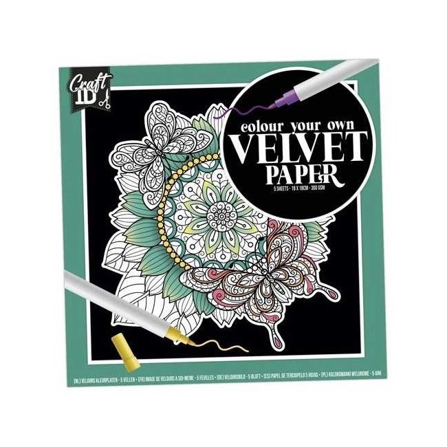Set pictura 5 planse de colorat catifelate Velvet Paper Flori 18x18cm Grafix GRCR5004-GE BBJGRCR5004-GE_Verde