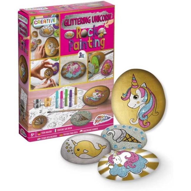 Set pictura pe pietre Glittering Unicorn 12 piese Grafix GR200037 BBJGR200037_Initiala