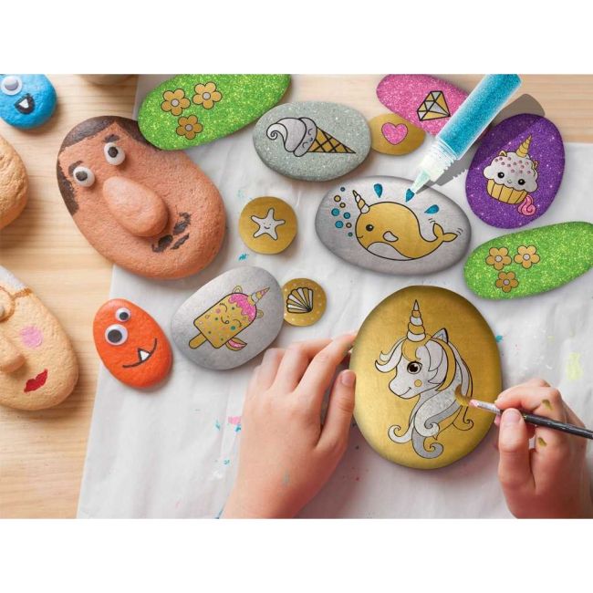 Set pictura pe pietre Glittering Unicorn 12 piese Grafix GR200037 BBJGR200037_Initiala