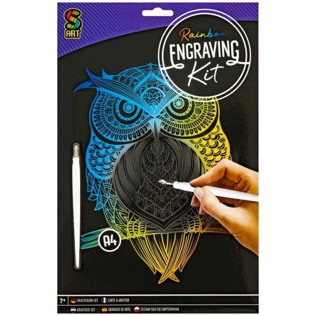 Set razuibil Gravura predesenata A4 Grafix GR220001 BBJGR220001_Bufnita