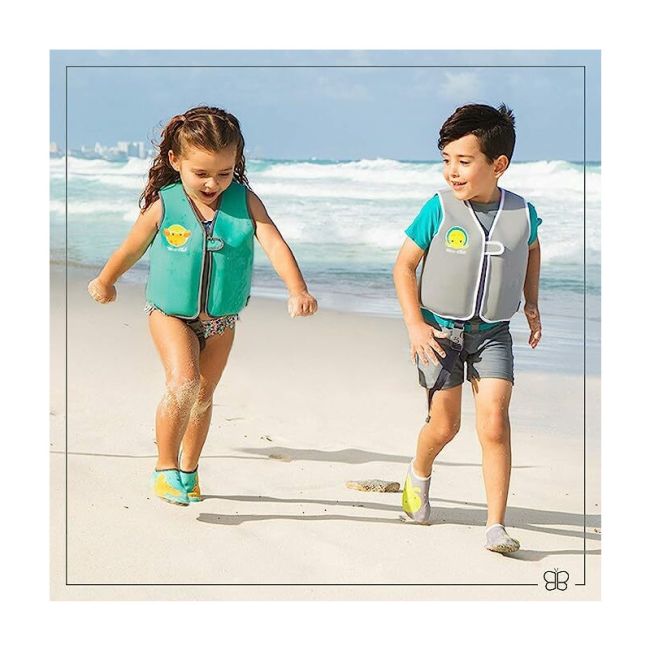 Vesta pentru inot, Naj, Cu protectie solara SPF 50+, Neopren, Small, 1-3 ani, Bbluv, Aqua BYNBBL-B0166-AQ-S