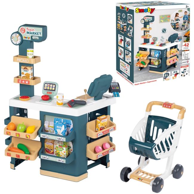 Magazin pentru copii smoby super market cu 42 accesorii hubs7600350239