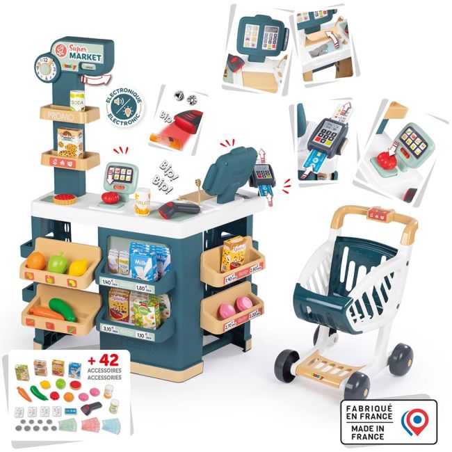 Magazin pentru copii smoby super market cu 42 accesorii hubs7600350239