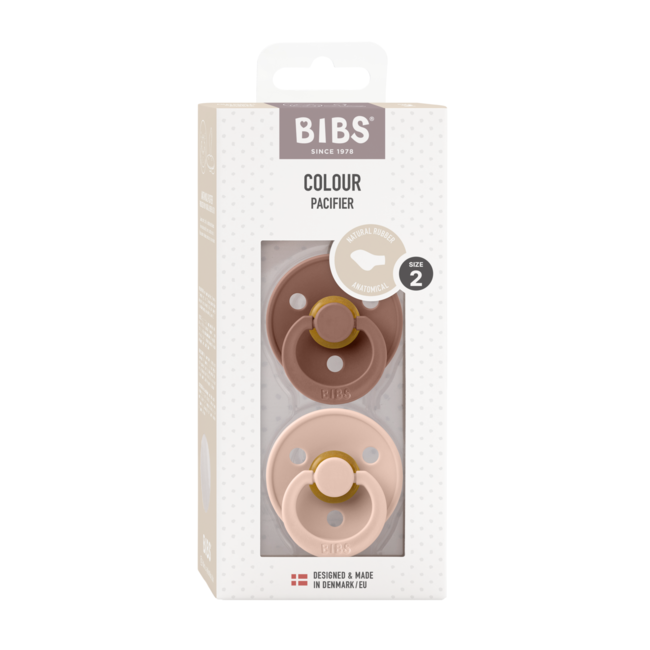 Bibs - set 2 suzete colour latex, tetina anatomica, 6 luni +-blush/woodchuck  bbb2211421