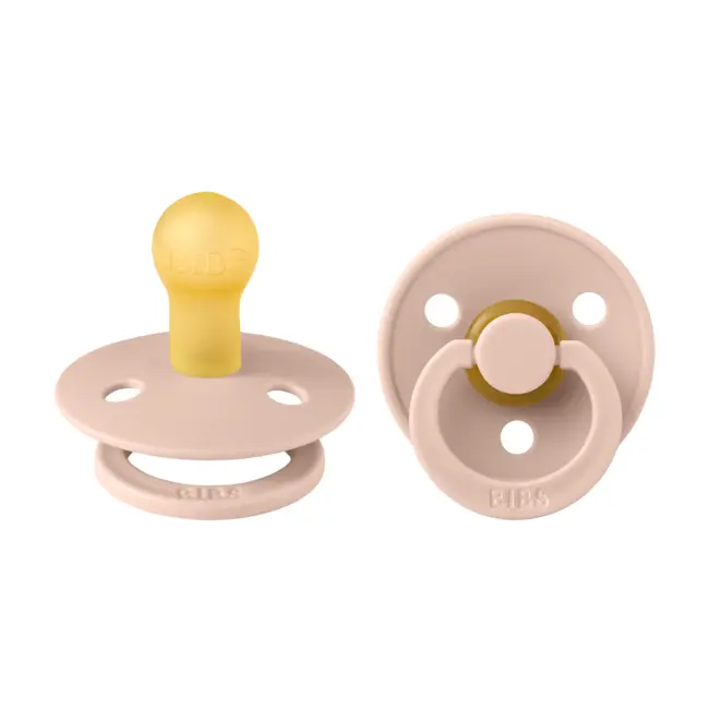 Bibs - set 2 suzete colour latex, tetina rotunda, 0 luni +-blush bbb110289