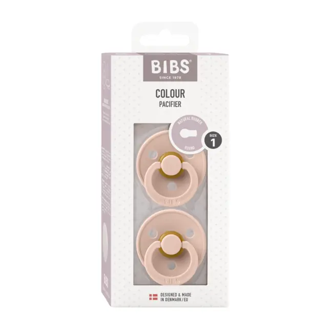 Bibs - set 2 suzete colour latex, tetina rotunda, 0 luni +-blush bbb110289