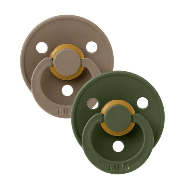 Bibs - set 2 suzete colour latex, tetina rotunda, 0 luni +-hunter green/dark oak bbb110363