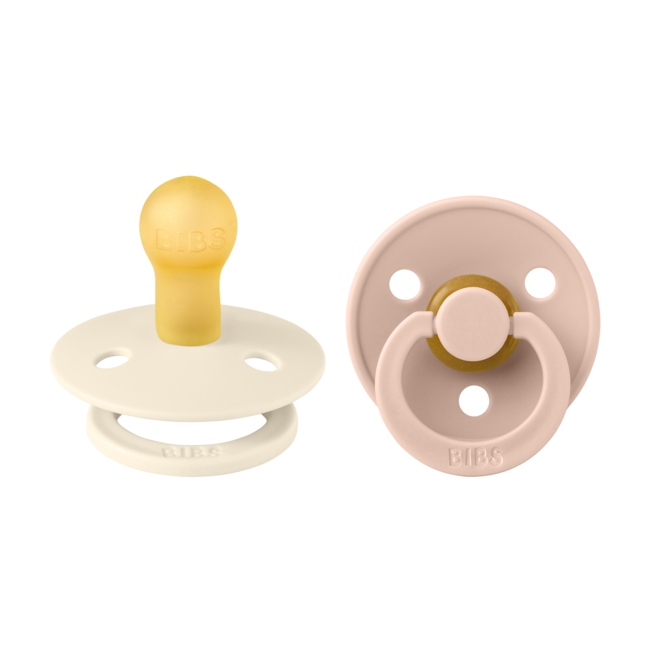 Bibs - set 2 suzete colour latex, tetina rotunda, 0 luni +-ivory/blush bbb110256