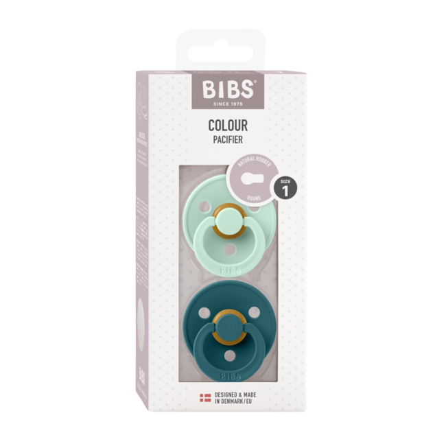 Bibs - set 2 suzete colour latex, tetina rotunda, 0 luni +-nordic mint/forest lake bbb110293