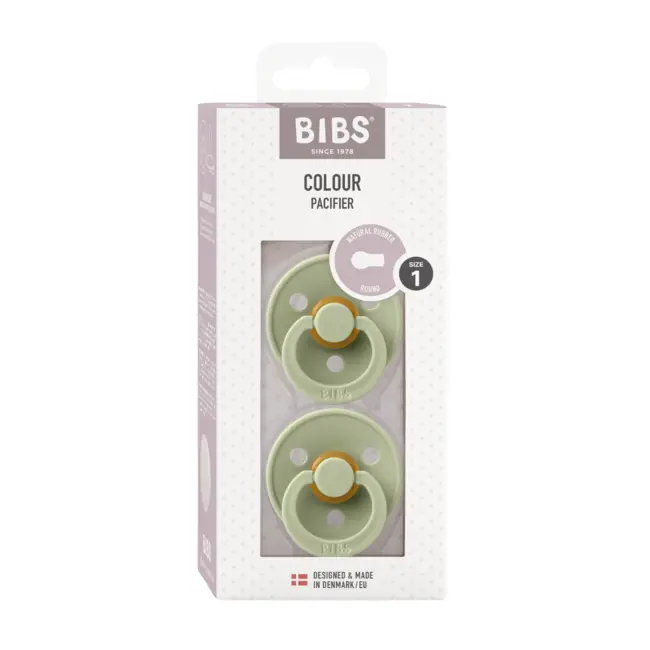 Bibs - set 2 suzete colour latex, tetina rotunda, 0 luni +-sage bbb110281