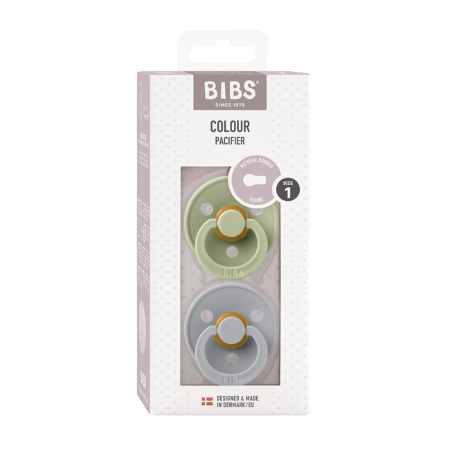 Bibs - set 2 suzete colour latex, tetina rotunda, 0 luni +-sage/cloud bbb110262