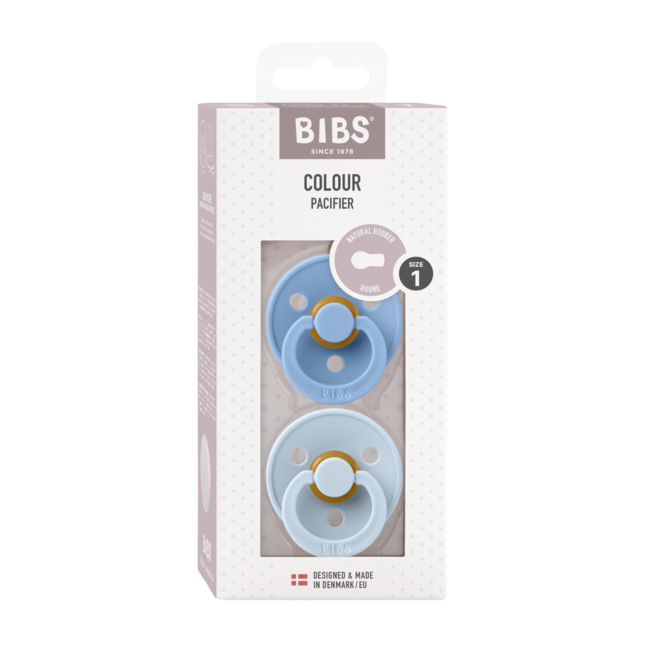 Bibs - set 2 suzete colour latex, tetina rotunda, 0 luni +-sky blue/baby blue bbb110214