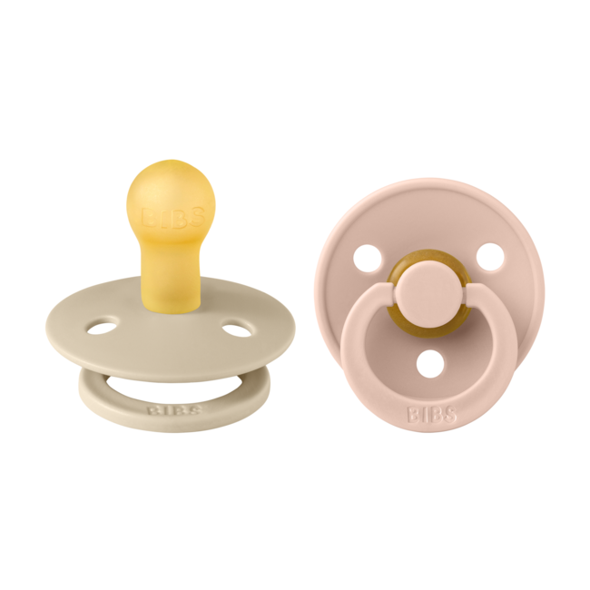 Bibs - set 2 suzete colour latex, tetina rotunda, 0 luni +-vanilla/blush bbb110213