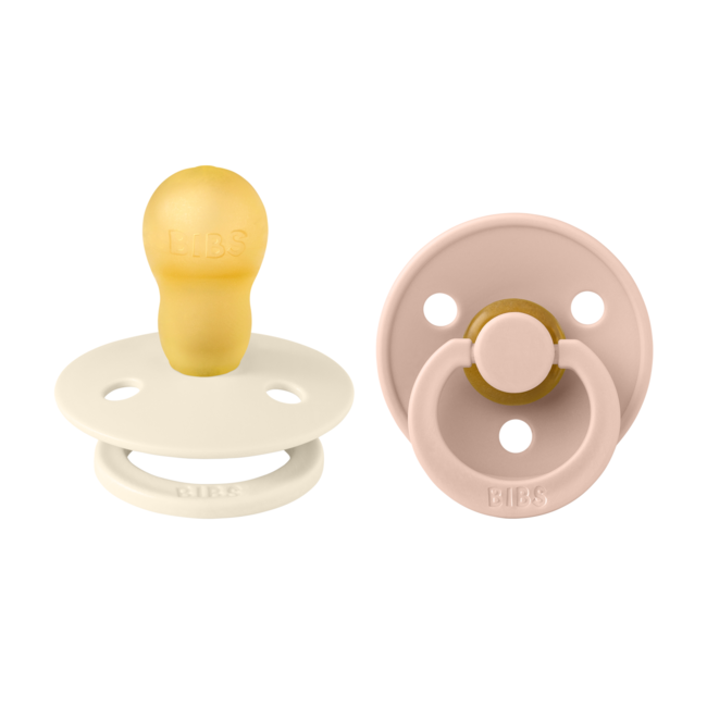 Bibs - set 2 suzete colour latex, tetina rotunda, 18 luni +-ivory/blush bbb130253