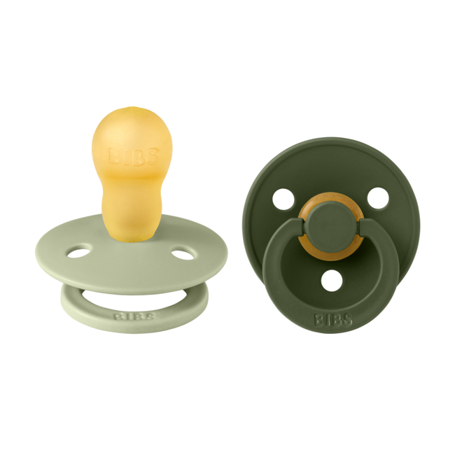Bibs - set 2 suzete colour latex, tetina rotunda, 18 luni +-sage/hunter green bbb130212