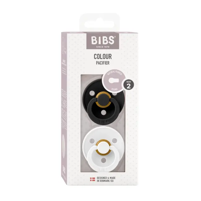 Bibs - set 2 suzete colour latex, tetina rotunda, 6 luni +-black/white bbb120219